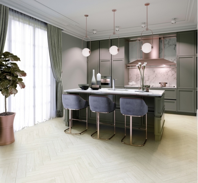 Виниловый ламинат SPC "Cronafloor" Herringbone Дуб Нант (640*128*4,5 мм) — купить в Северодвинске